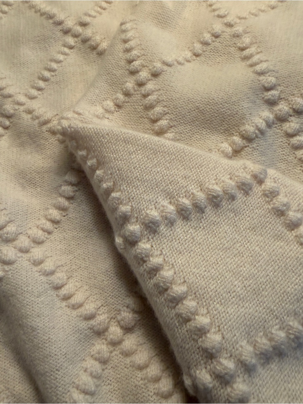 JCrew Popcorn-stitch cardigan in vintage wool, Ivory, Size Large - Picture 6 of 8